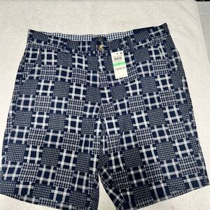 Club Room Blue and White Plaid Men's Flat Front Shorts